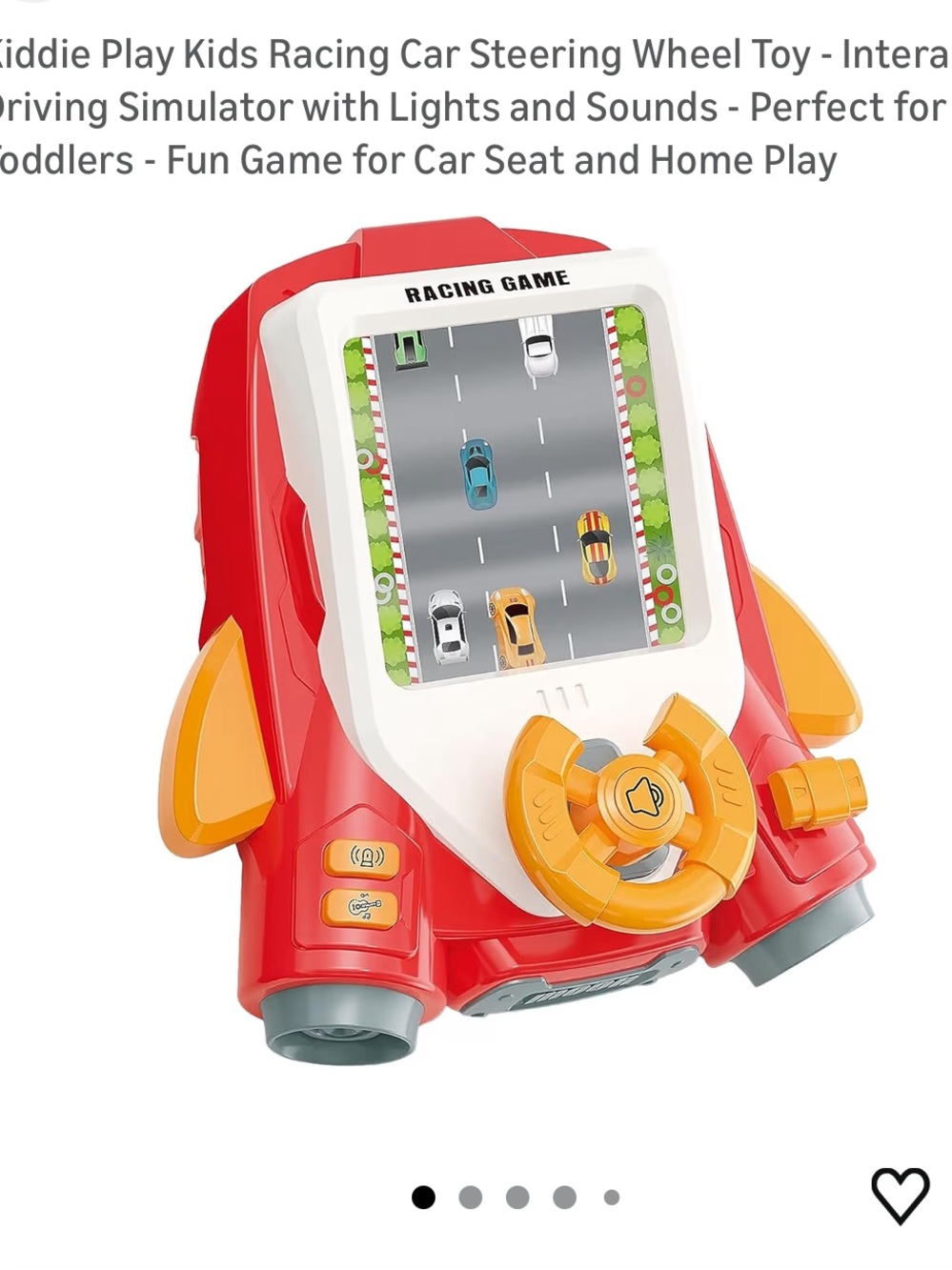 Red Interactive Kids Racing Car Steering Wheel Toy